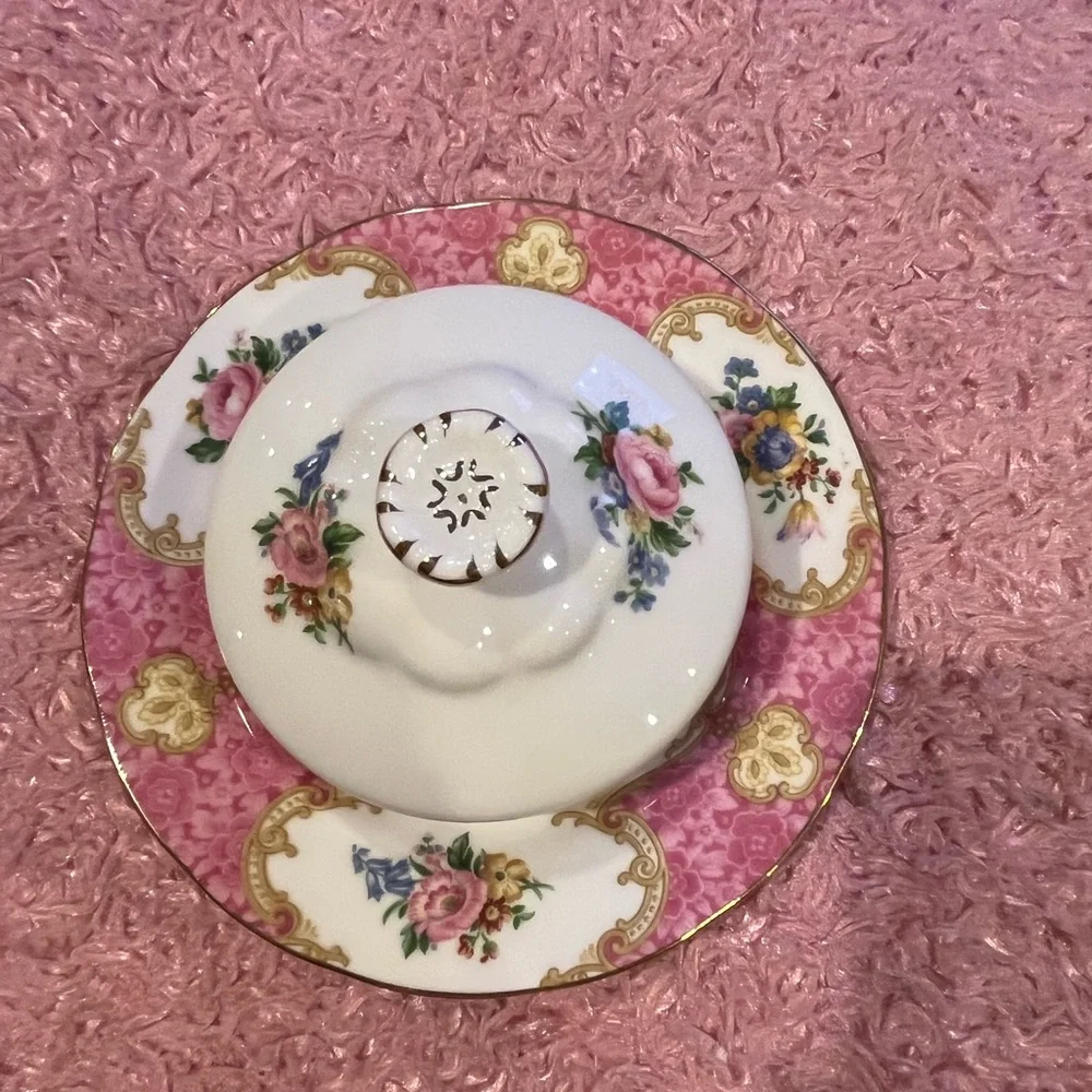 Royal Albert Lady Carlyle Bone China Floral Round Covered Butter Dish